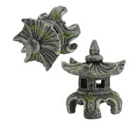 TOYANDONA 2 Pièces Mini Pagoda Aquarium Ornament Resin Japanese Style Fish Tank Landscaping Decoration Compact Natural Habitat for Shrimp and Fish