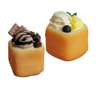 TOYANDONA 2 Pièces Miniature Dessert Set for Dollhouse Pretend Play Realistic Mini Ice and Toast Models Resin Craft with Vibrant Colors Safe Smooth Edges for