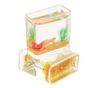 TOYANDONA 2 Pièces Miniature Fish Tank for Dollhouse Resin Square Goldfish Aquarium Ornament Desktop Decoration