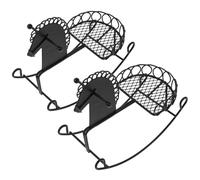 TOYANDONA 2 Pièces Miniature Rocking Horse Toy Metal Dollhouse Decor for Photography and Play Traditional Arts Appreciation and Family Bonding