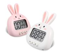 TOYANDONA 2 pièces Minuteur Numérique Silencieux avec Lapin Dessin Animé Minuterie Visuelle pour Garçon Fille et Élèves Minuterie de Cuisine Polyvalente pour Apprentissage Cuisson Exercices