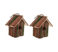 TOYANDONA 2 pièces Nichoir à Oiseaux Naturel Suspendu pour Extérieur Maison Style Cottage avec Darbre et Balcon Refuge pour Nidification et Habitat des Oiseaux