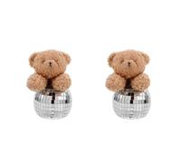 TOYANDONA 2 Pièces Ornement Ours Disco en Verre, Peluche, Effet Miroir