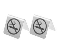 TOYANDONA 2 Pièces Panneau D'avertissement « Interdit de Fumer » Robuste en Acier Inoxydable Double Face Argenté pour Tables en Intérieur Bureau et Domicile