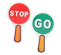 TOYANDONA 2 Pièces Panneaux Signalisation Étanches Rouge et Vert avec Poignée Lot de Panneaux et Portables pour Éducation Sécurité Routière Classe