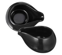 TOYANDONA 2 pièces Pichet à Lait Céramique Noir avec Bec Rond Tasse à Café et Coupelle Sauce Polyvalente pour Cuisine et Petit Déjeuner