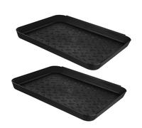 TOYANDONA 2 pièces Plateau à Plastique Lot de Bac à Égouttement Multi Usage pour Chaussures pour Intérieur et Extérieur Entretien Facile et Durable Noir