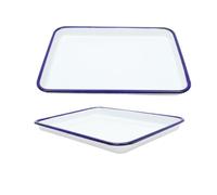 TOYANDONA 2 Pièces Plateaux de Cuisson Émaillés Blancs Résistants la Chaleur, Plaques Rectangulaires Vintage pour Pâtisserie et Cuisson au Four en Laboratoire
