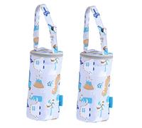 TOYANDONA 2 pièces Pochette Thermique pour Biberon de Poussette Isolation Thermique Design Amusant en Matériau Oxford Résistant Facile à Nettoyer pour Garder Lait Frais Voyage Gris 2pcs