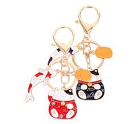 TOYANDONA 2 pièces Porte-clés Chat Japonais avec Carpe Koi Rouge et Bleu Charme et Prospérité pour Clés Sacs et Voiture Symbole Énergie Positive et Richesse