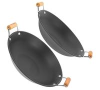TOYANDONA 2 pièces Pot de Cuisson Métal avec Poignée Bois Petit Wok Anti-débordement Résistant et Léger Compatible Gaz et Électrique Transfert Thermique Rapide Lot Couleur Couleur Aléatoire