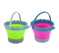 TOYANDONA 2 Pièces Seau Pliable Silicone Écologique Lot de Seaux de Pliables Compacts et Facile à Suspendre pour Camping Extérieur et Plage Couleur Aléatoire