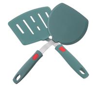 TOYANDONA 2 Pièces Spatule Silicone Résistante Chaleur Spatule Flexible pour Poisson et Omelette Large et Longue pour Crêpes sans Rayure pour Poêles Antiadhésives Ustensile Cuisine