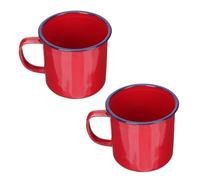 TOYANDONA 2 pièces Tasse Émail Vintage Lot de Tasses Rouges Rétro pour Thé Maison Bureau Design Classique Antidérapant Facile à Nettoyer