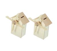 TOYANDONA 2 pièces Tirelires Bois Forme Moulin à Vent pour Garçon Fille DIY Pot à Économies à Peindre Décorations Créatives pour Chambre Garçon Fille Développement Habileté Manuelle et