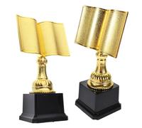TOYANDONA 2 Pièces Trophée en Plastique Doré de Livre pour Lecture | Prix de Lecture, Finition Or, Léger et Élégant, pour Clubs Scolaires et Bibliothèques