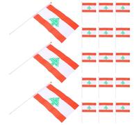 TOYANDONA 20 pièces Petit Drapeau Liban à Main Polyester Résistant Mini Drapeaux Portables pour Décoration Nationale et Célébrations