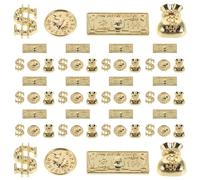 TOYANDONA 200 Pièces Breloques en Alliage Doré pour Nail Art, Décorations Portables et Résistantes à L'usure, Formes Paquet D'argenté, Pièce Longue et Ronde, pour Manucure DIY