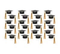TOYANDONA 24 Pièces Décoration Instantanée pour Gobelets de Vin avec Couvre-Chapeau de Graduation Noir en Papier et Coton, Accessoire Festif pour Présent de Diplôme et Cérémonies Étudiantes