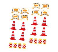 TOYANDONA 24 pièces Jouets Cognitifs pour Garçon Fille Cônes de Circulation Miniatures et Panneaux de Signalisation pour Apprentissage et Jeu de Rôle