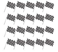 TOYANDONA 25 Pièces Petit Drapeau de Course à Carreaux, Drapeau Voiture en Polyester, 14x21cm, Imprimé Recto Verso, Séchage à L'air, Résistant la Déchirure, pour Mugs et Parades