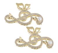 TOYANDONA 2pcs Pinces à Cheveux Grandes Note de Musique Strass et Perle Argentée, Antidérapantes et Faciles à Utiliser pour Fête et Usage Quotidien