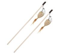 TOYANDONA 2pièces Bâton à Chat Jouet Interactif Lot pour Chat Intérieur avec Plumeau Multifonctionnel pour Stimuler Activité Physique