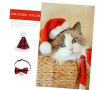 TOYANDONA 2pièces Collier et Bonnet de Noël pour Chien Collier avec Clochette Accessoires pour Chien de Noël