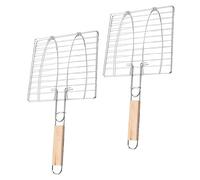 TOYANDONA 2pièces Panier à Grillades avec Poignée Bois Lot pour Barbecue Poissons Ailes De Poulet Légumes Et Plus