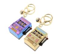 TOYANDONA 2Pièces Porte Clés Mini Machine à Sous Pendentif Design de Fruits Accessoire pour Sac Clés Souvenir Las Vegas