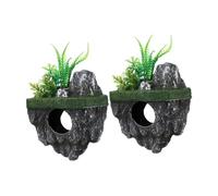 TOYANDONA 2pièces Rochers Décoratifs Flottants pour Aquarium Résine Lot de Grottes Réalistes Décoration pour Poissons Betta et Aménagement Paysager Tropical