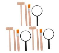 TOYANDONA 3 Ensembles Kit de Jeux Archéologiques pour Garçon Fille Outils de Fouille Marteau Bois Burin Brosse Loupe Éducatif Stem pour Activités DIY et Découvertes Archéologiques Outils