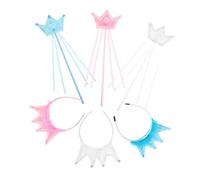 TOYANDONA 3 Ensembles Little Tiara and Fairy Wand Dress Up Crown Set for Halloween Christmas Birthday Party Role Play Accessories