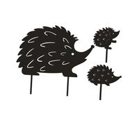 TOYANDONA 3 Pièces boutures de Jardin Statues de la Famille des hérissons enjeux de Cour d'hérisson Art de pelouse de la Cour de la Cour hérissée LEWN Hedgehog Animal Stakes Acrylique Noir