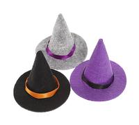 TOYANDONA 3 Pièces Chapeaux Miniatures Halloween pour Bouteilles de Vin Lot de Accessoires Décoratifs Noir Gris pour Fêtes et Diy