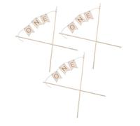 TOYANDONA 3 Pièces Décorations Gâteau Bois One Toppers Gravés pour Anniversaire Garçon Fille Accessoires Fête Anniversaire Inserts Gâteau Faciles à Placer