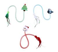 TOYANDONA 3 pièces Interactif pour Chat avec Cataire et Cloche Peluche de Noël Festive pour Tube Plume Doux pour Jeu Intérieur