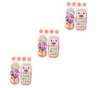 TOYANDONA 3 Pièces Jouet De Téléphone Portable Pour Enfants Mon Premier Jouet D'apprentissage Pour Bébé Jouets Composant Élèctronique De Bébé Anneau De Dentition Rose Avec Musique