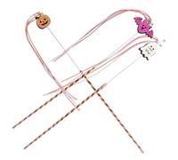 TOYANDONA 3 Pièces Kitten Teasing Toys Halloween Interactive Cat Stick Set with Ghost Pumpkin Bat Tassel Bells for Training and Play