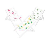 TOYANDONA 3 pièces Maison de Poupée Support Téléphone Décoratif Lot de Chaises Plage Portable avec Motifs Flamant Ananas Bananier Accessoires Miniatures pour Bureau et Décoration Intérieure