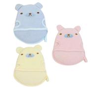 TOYANDONA 3 Pièces Moufles de Bain Bébé Éponge de Bain pour Bébé en Coton et Crystal Velour Motif Animaux Séchage Rapide Élimine les Peaux Mortes