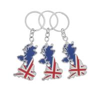 TOYANDONA 3 pièces Porte-clés Métal Royaume- Carte Accessoire Élégant Cadeau Fête des Mères Charm Union Jack UK