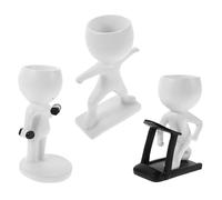 TOYANDONA 3 pièces Pot de Fleurs Résine Fitness Petit Pot Plante Grasse Créatif avec Figurine pour Décoration Bureau et Maison Planteur Humoristique Minimaliste pour Plantes