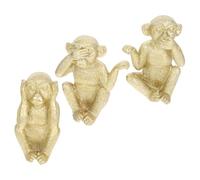 TOYANDONA 3 pièces Set de Statues Singes Résine Dorée Décorative Figurines Animales de Bureau Créatives Résine Ornements de Table Sagesse Ne Rien Voir Ne Rien Entendre Dire