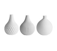 TOYANDONA 3 pièces Set de Vases Céramique Blanche pour Fleurs Immortelles Design Moderne avec Motifs Géométriques Décorations Élégantes pour Maison et Bureau