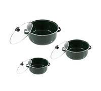 TOYANDONA 3 pièces Set Mini Marmites Émaillées Vertes avec Couvercles Pot à Soupe Double Poignée Casserole Émaillée Polyvalente pour Cuisson Rapide sur Gaz Cuisson Uniforme et Facile à