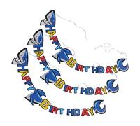 TOYANDONA 3 Pièces Shark Birthday Banner Ocean Beach Theme Party Decoration With Paper Flags For Boys Under The Sea Party Supplies