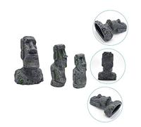 TOYANDONA 3 pièces Statues Moai Résine pour Aquarium Décorations Paysagères Réalistes et Sécurisées pour Bassin Boîte à Reptiles et Intérieur