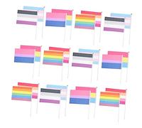 TOYANDONA 30 pièces Mini Drapeaux Lgbtq Polyester Décorations de Fierté Arc Ciel pour Événements Intérieurs et Extérieurs Accessoires de Fête Colorés Modèles Différents