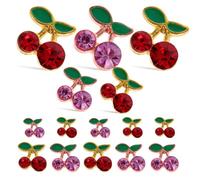 TOYANDONA 32 Ornements Cerise pour Ongles Cristaux Dorés et Roses 3D Petits Bijoux Nail Art 32 Pièces Accessoires Manucure DIY Femmes Décoration Ongles Naturels et Artificiels